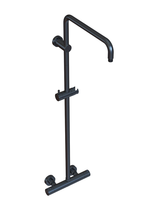 Round Exposed Thermostatic Shower Rail and Hand Shower - Matte Black (SKU: MZT01) by Meir NL