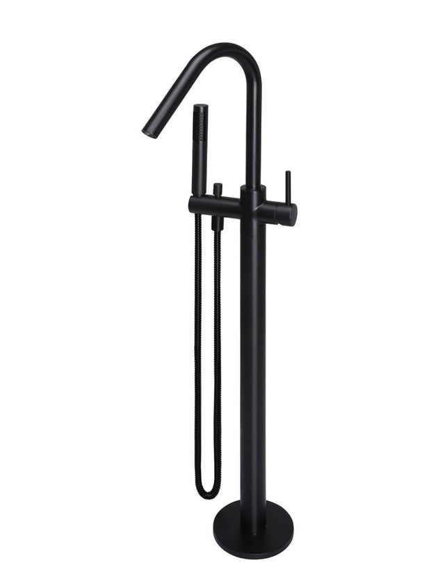 Round Freestanding Bath Spout and Hand Shower - Matte Black (SKU: MB09) by Meir