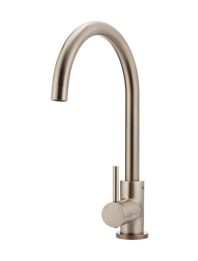 Round Curved Kitchen Mixer Tap - Champagne (SKU: MK03-CH) by Meir