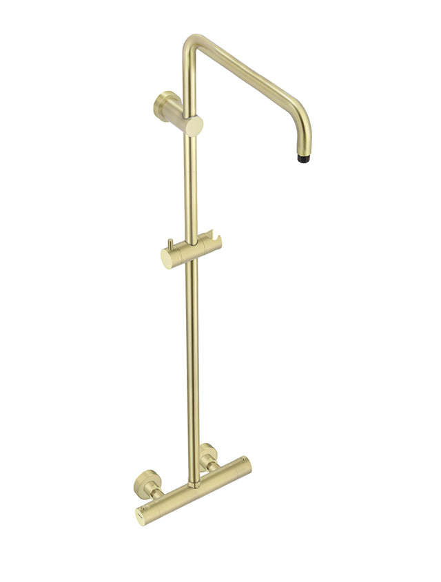 Round Exposed Thermostatic Shower Rail and Hand Shower - Tiger Bronze (SKU: MZT01-BB) by Meir NL