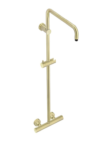 Round Exposed Thermostatic Shower Rail and Hand Shower - Tiger Bronze
