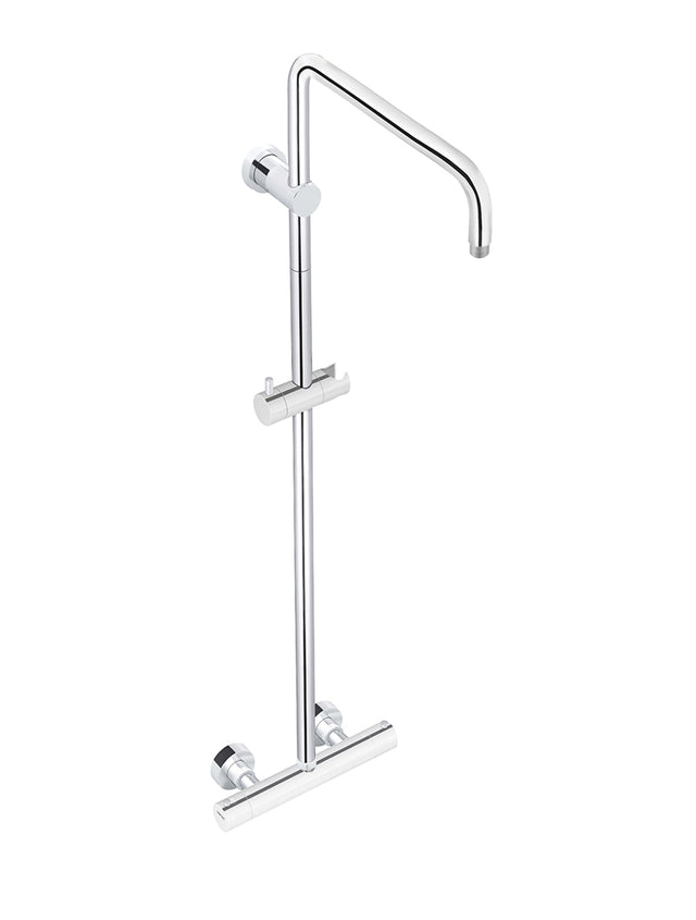 Round Exposed Thermostatic Shower Rail and Hand Shower - Polished Chrome (SKU: MZT01-C) by Meir NL