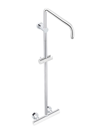 Round Exposed Thermostatic Shower Rail and Hand Shower - Polished Chrome